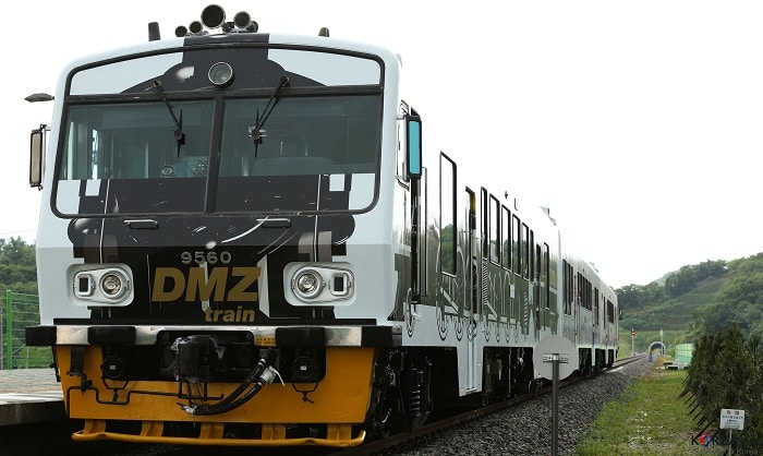 Korail's DMZ-Train Gangwon line takes tourists to the Hantangang River, a popular river rafting site.