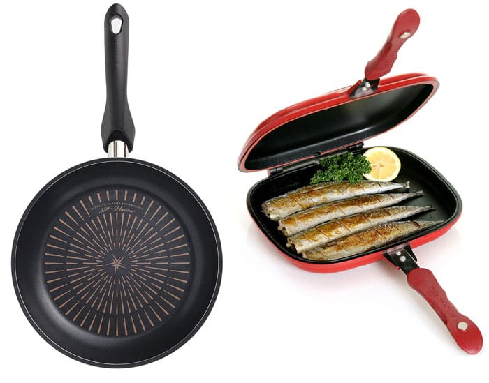 Happycall's plasma IH frying pan (left) and its double-sided pans are some of its best-selling items.