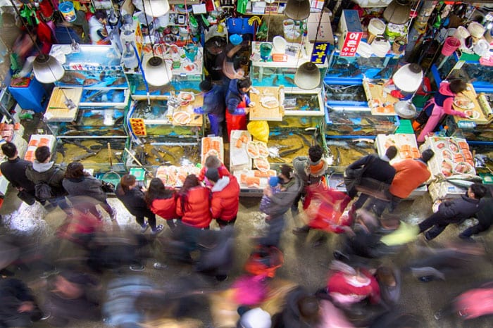 Winning second place in the food category, ‘Colors of Life’ captures the dynamic movement of people at the Noryangjin Fisheries Wholesale Market.