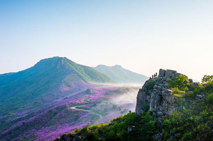 A photo of Hwangmaesan Mountain shows a breathtaking view of the mountain in Hapcheon-gun County, Gyeongsangnam-do (South Gyeongsang Province). It is one of the three bronze prize winners.