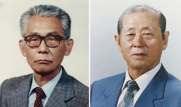 The first generation of Hangeul font designers: Choe Jeong-ho (left) (1916-1988) and Choe Jeong-sun (1917-2016).