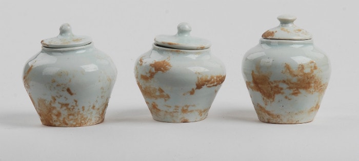 White porcelain jars found during the first excavation in November 2015. These were buried along with the dead in preparation for the afterlife.