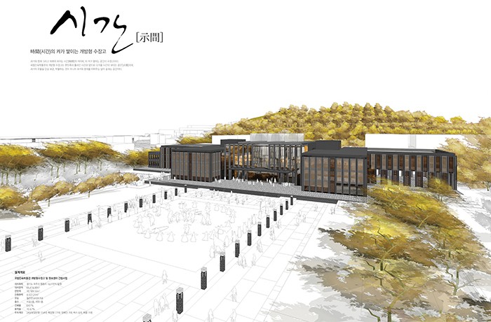 The National Folk Museum of Korea will build an open storage and information center in Paju, Gyeonggi-do Province, by 2020. Unlike existing museum storage, the new structure will be an open space for information where visitors can access exhibits, information, education and enjoy other museum-related experiences. The above shows a view of the new storage and information center.