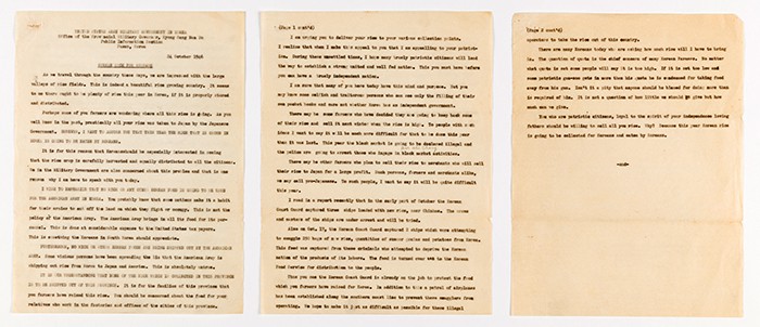 Newly donated documents show the U.S. Army Military Government’s rice policy, in which it vowed to carry out fair collection and distribution of rice after Korea’s liberation in 1945. These documents were prepared by the public relations department at the Gyeongsangnam-do provincial offices.