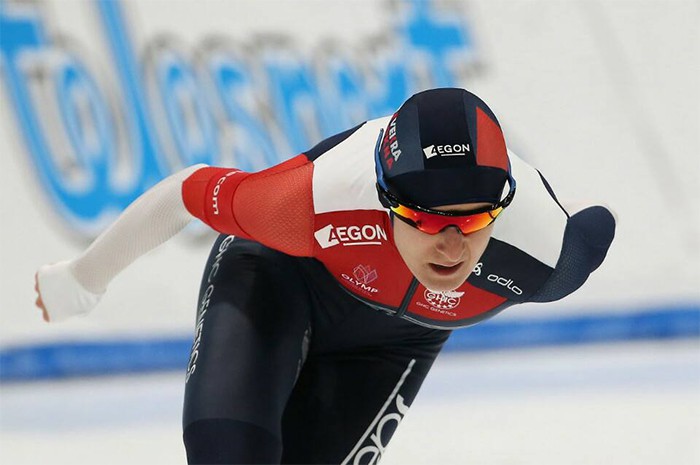 Martina Sablikova of Czechia sprints during the women's 5,000 m event at the International Skating Union (ISU) World Single Distances Speed Skating Championships at the Gangneung Oval in Gangneung, Gangwon Province, on Feb. 11.