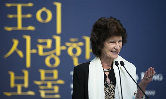 Eva-Maria Strange, the Saxony state minister of science and the arts, said, 'Here you can see traces of the trade between Saxony and the world,' at the press event held at the National Museum of Korea on Sept. 18.