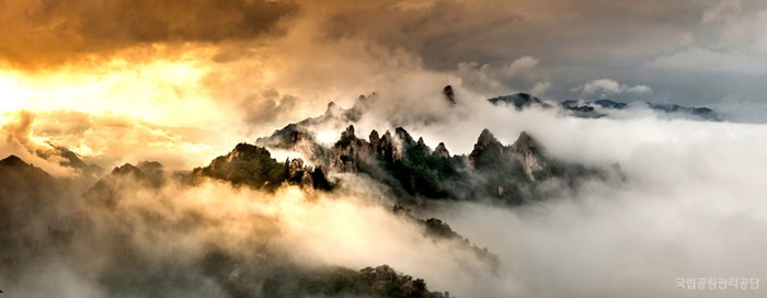 Photographer Lim Hong-bin is the winner of the 16th National Park Photo Contest with his picture of clouds and mist at the Gongryong Ridge of Seoraksan Mountain in Gangwon-do Province.