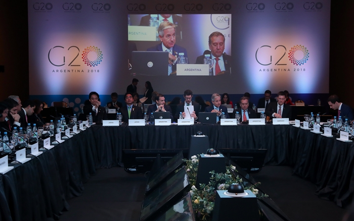 Participants in the G20 Digital Economy Ministerial Meeting discuss ‘A Digital Agenda for Development’ in Salta, Argentina, on Aug. 24. (G20 Argentina Organizing Committee)