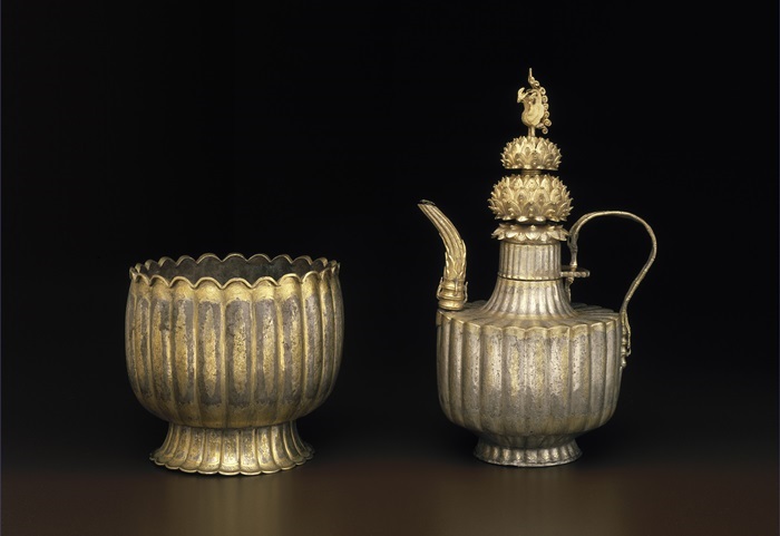 The 12th-century “Gilt-silver Ewer with Basin” from the Goryeo Dynasty, owned by the Museum of Fine Arts Boston, is part of the exhibition “Goryeo: the Glory of Korea” at the National Museum of Korea Dec. 4, 2018, to March 3, 2019.