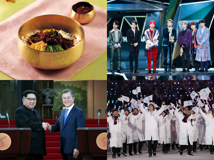 According to an annual national image survey conducted by the Korean Culture and Information Service, 2018’s top keywords about Korea were “Korean food,” “K-pop” and “Korean culture.” Most respondents said the PyeongChang 2018 Winter Olympics and the three inter-Korean summits had a positive influence on the country’s image abroad. (Korea.net DB)