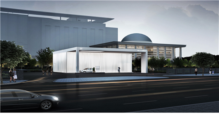 The image above shows how a hydrogen fuel station to be built near the National Assembly in Seoul will look like.