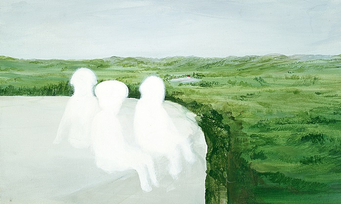“Landscape” by painter Park Se-jin shows three people -- a South Korean soldier, a North Korean soldier and the artist -- looking in different directions from the DMZ.